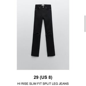 ZARA HI SLIM FIT SPLIT LEG JEANS